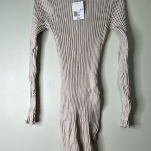 Forever 21 Beige Ribbed collar dress